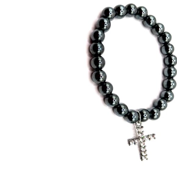 Faceted Multi Colored 8"Beaded Rhinestone Cross Bracelets Lot Of 2 - Picture 2 of 6